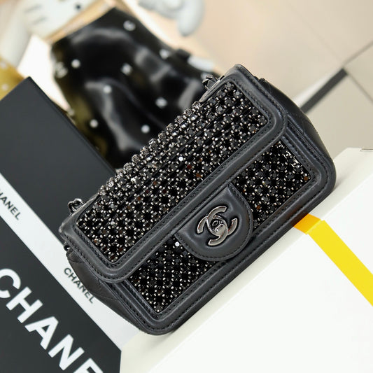 24K Hollowed - out Shiny Crystal Handbag