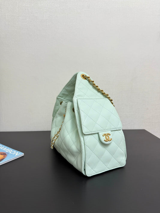 Adjustable Chain Light Green Bucket Bag