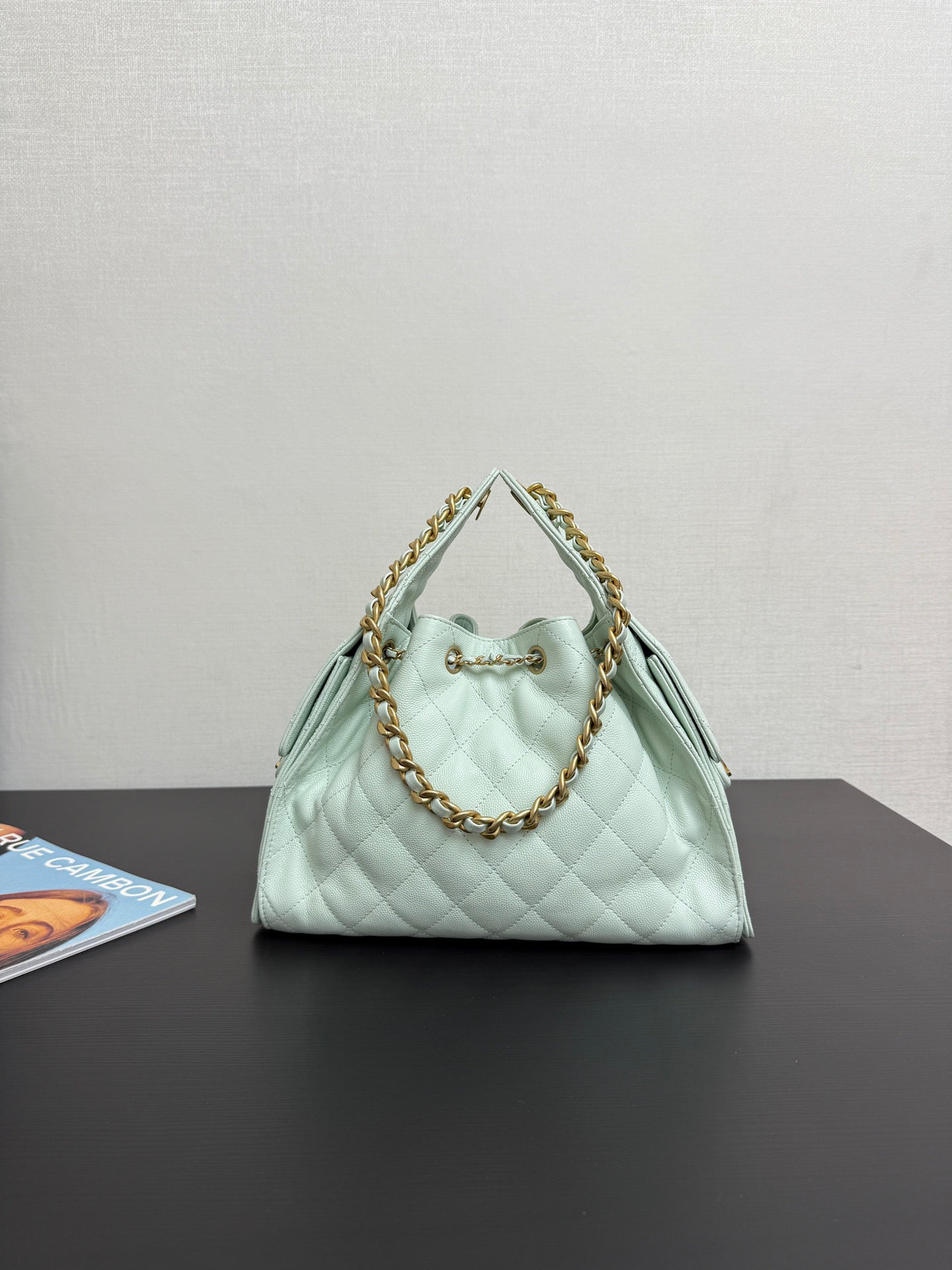 Adjustable Chain Light Green Bucket Bag