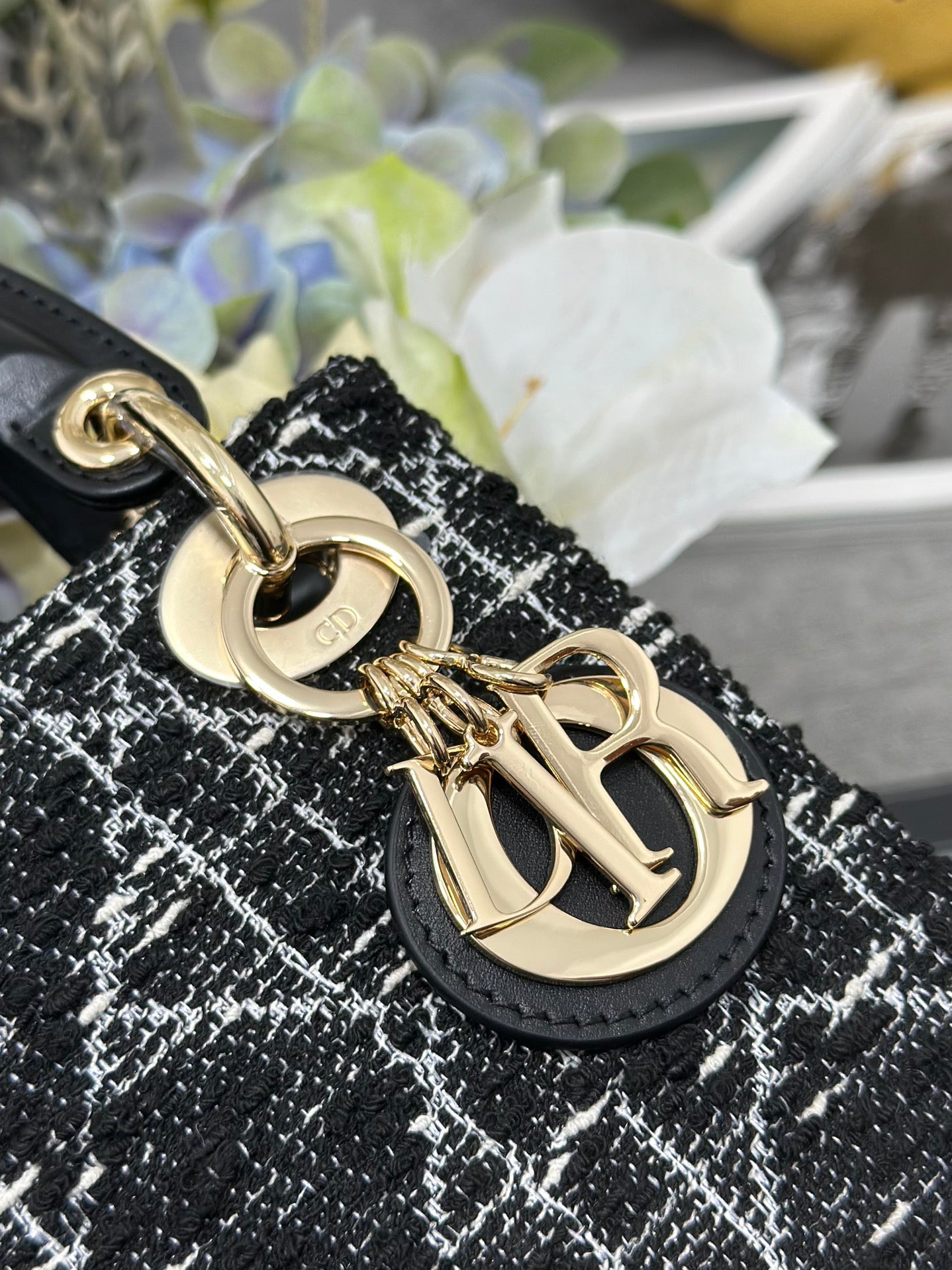 Three Grid Tweed Handbag