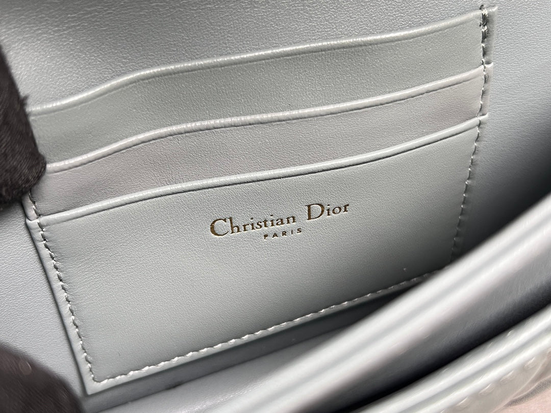 Sheepskin Slate Gray Lady Dior Pearl Clutch Bag