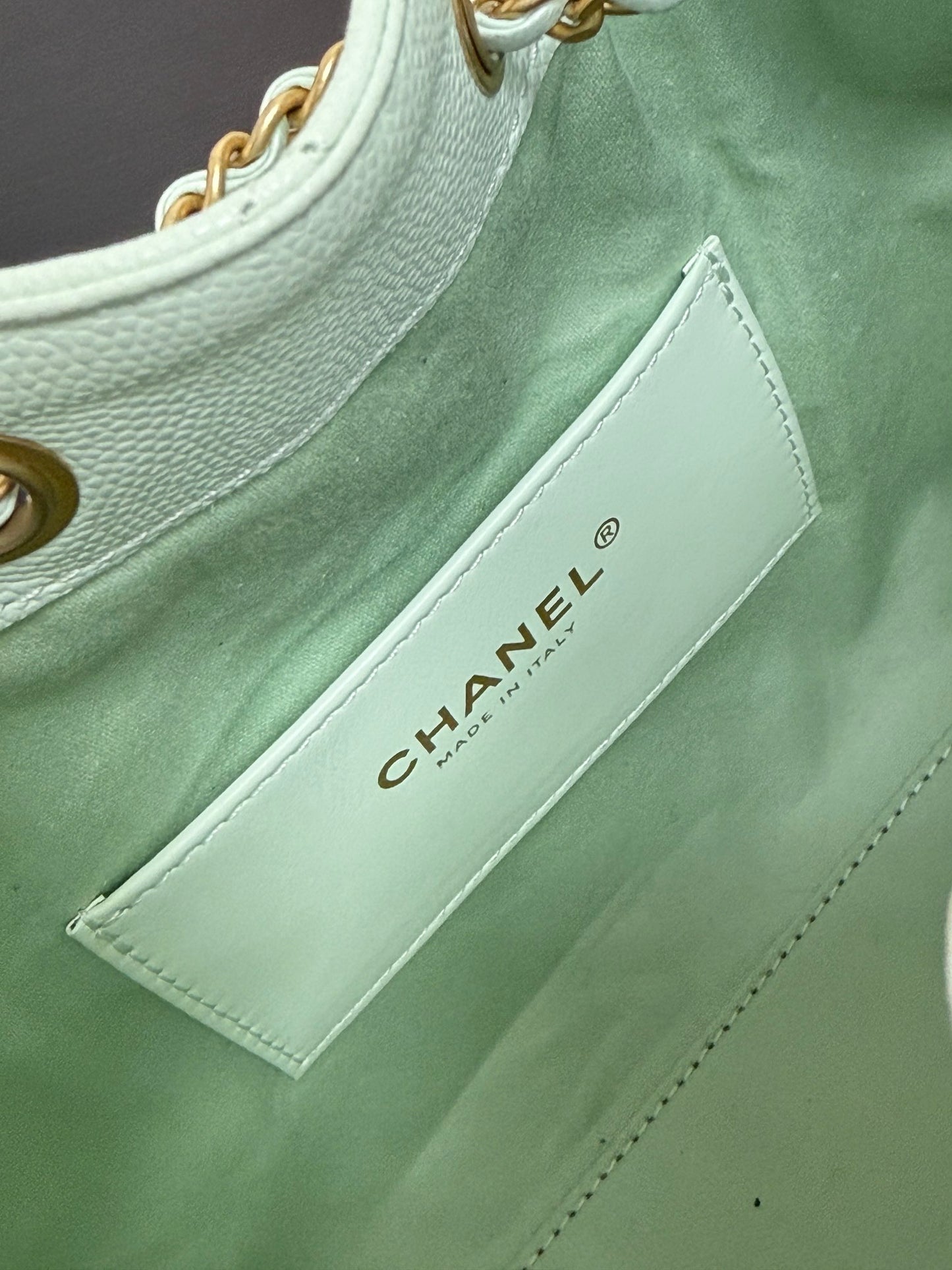 Adjustable Chain Light Green Bucket Bag