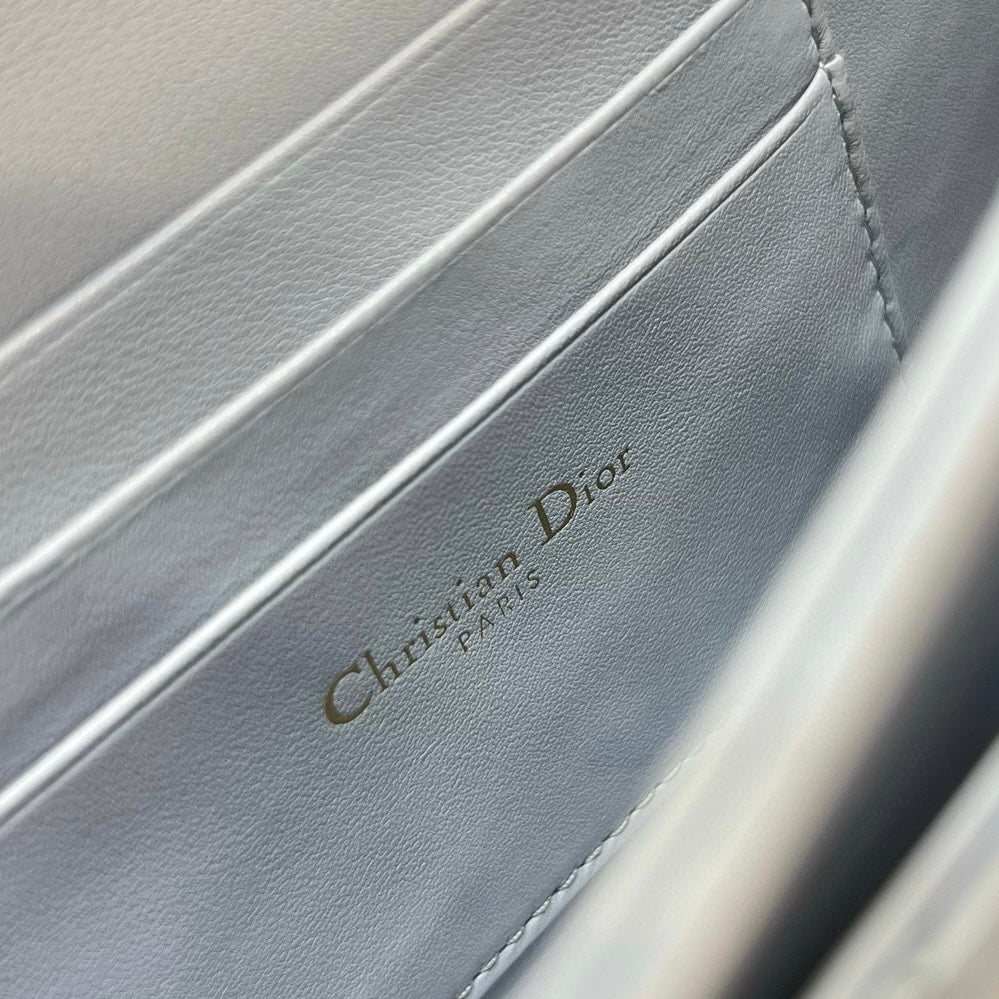 Mini Pearl Chain Light Blue Lambskin Handbag