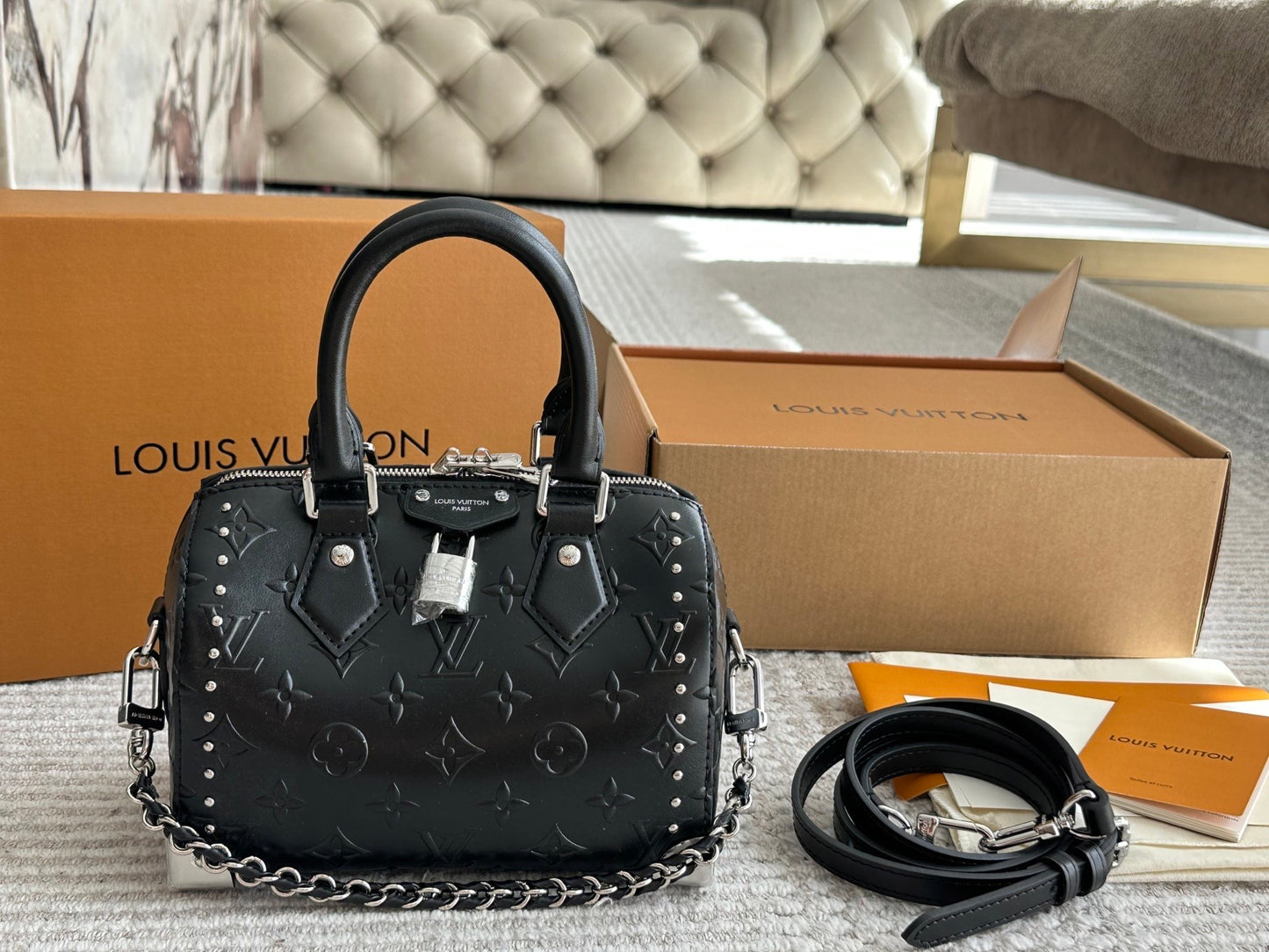 Edgy Studded Black Mini Speedy Bag