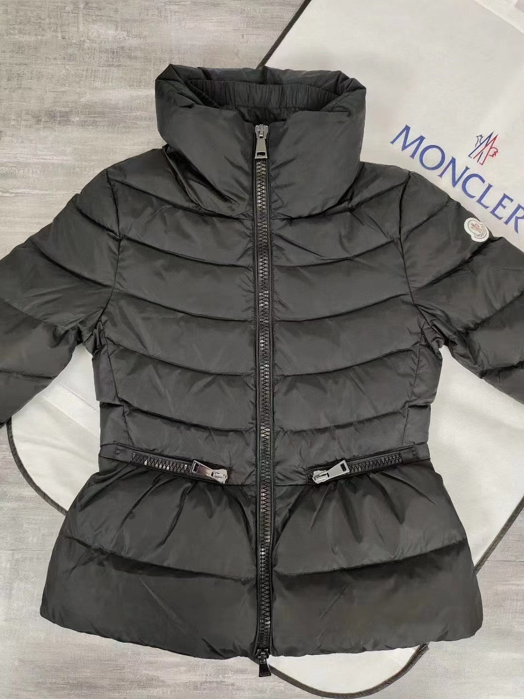 Black Waist - cinching and Slimming Lightweight Down Jacket