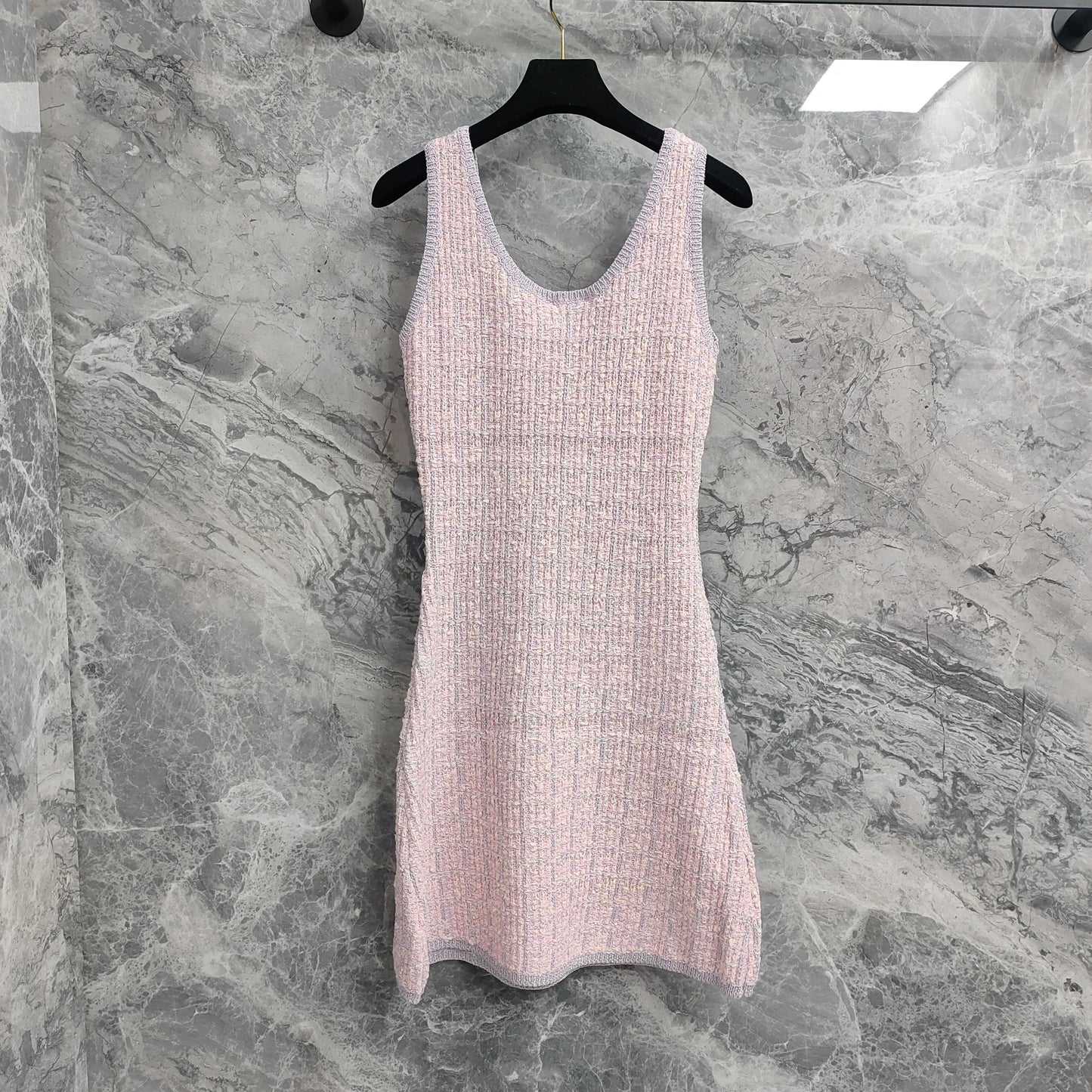 Graceful Sleeveless Dress: Beaded Waist - cinching and Slimming Knit Dress