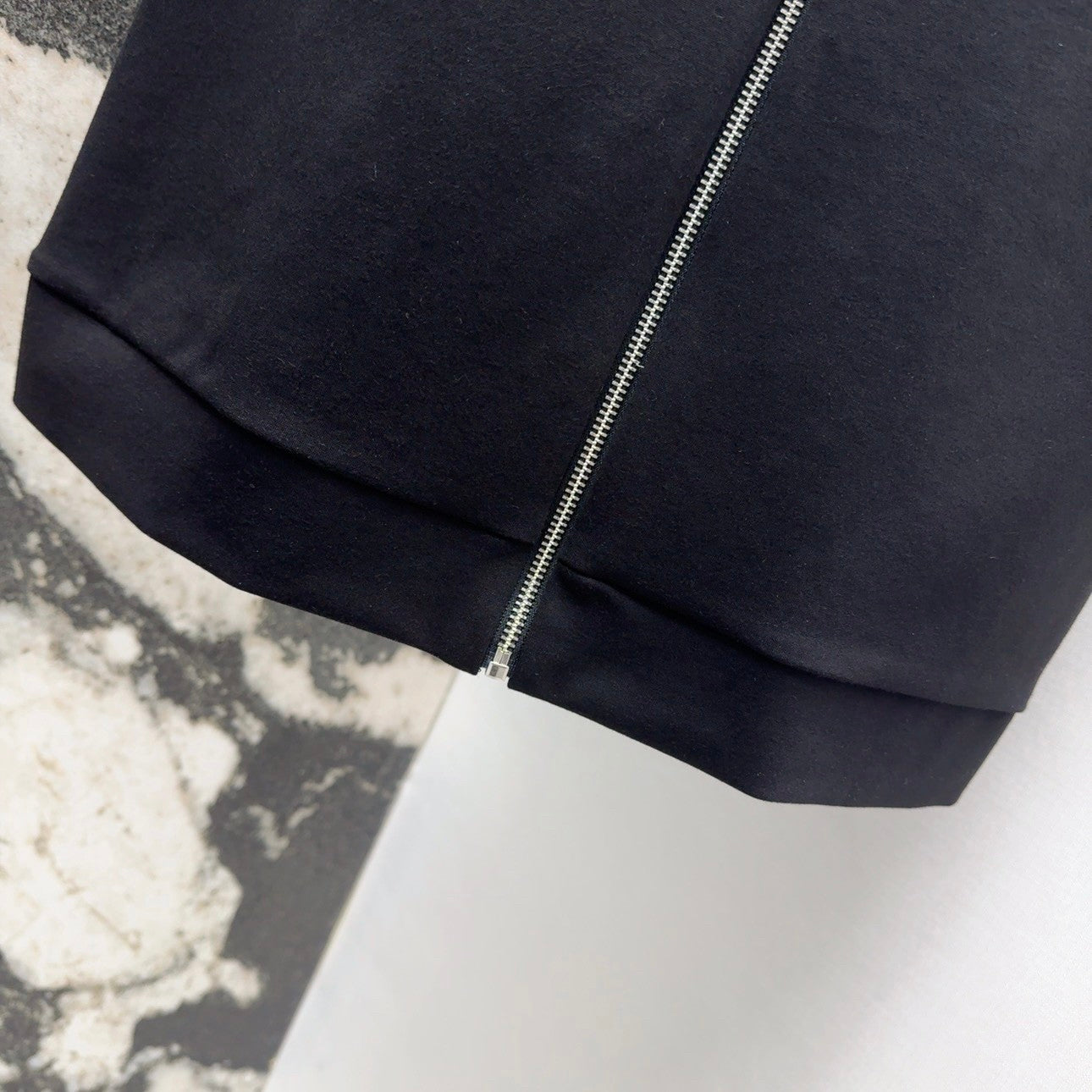 New Short - Sleeved Dress: Black with Embellished Floral Collar & Zippers