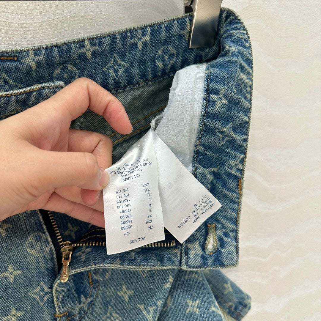 Monogram jacquard denim shorts