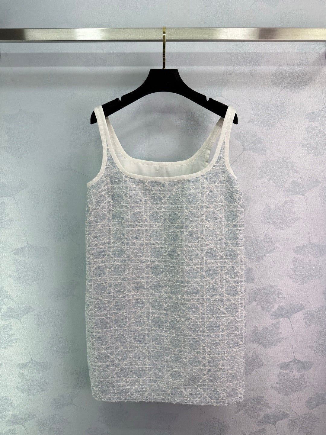 Soft blue camisole dress with checkered pattern