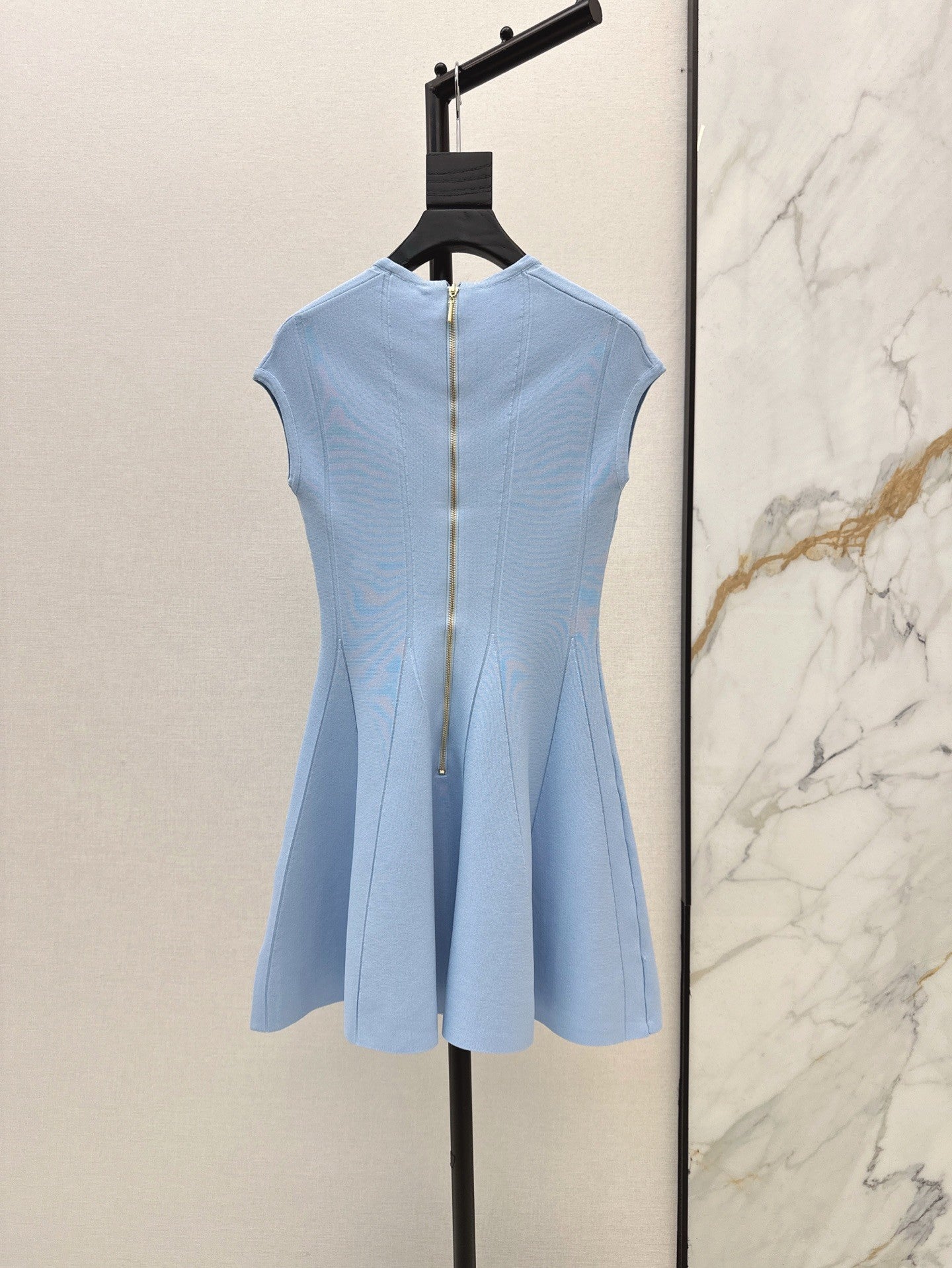Light Blue Sleeveless V - neck Dress
