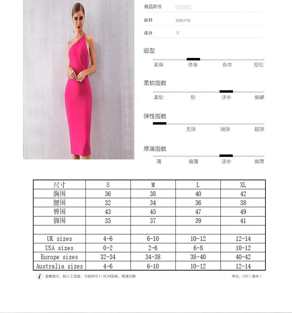 One - shoulder Magenta Bandage Dress: Style and Confidence