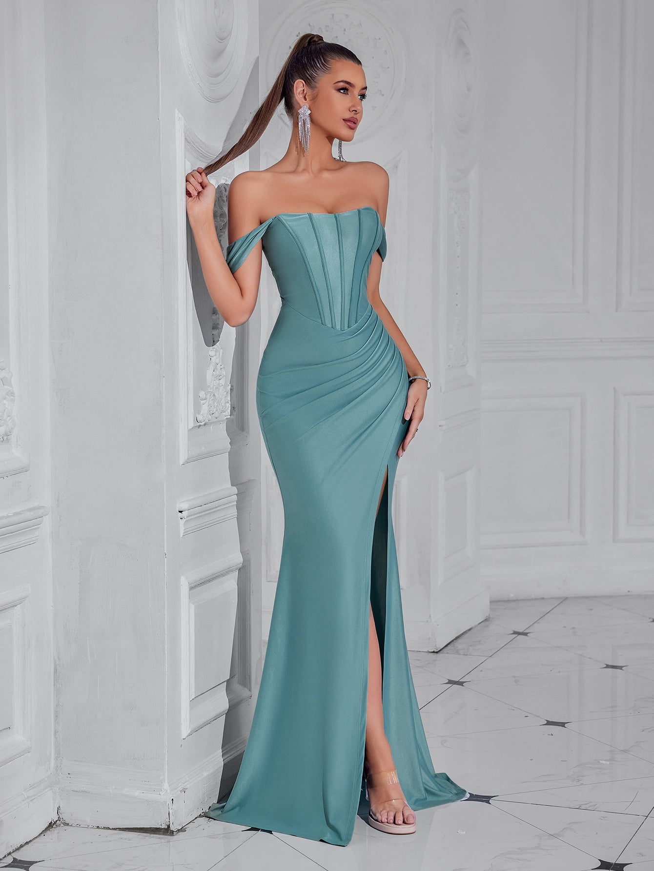 Off - Shoulder Mermaid - Style Maxi Dress