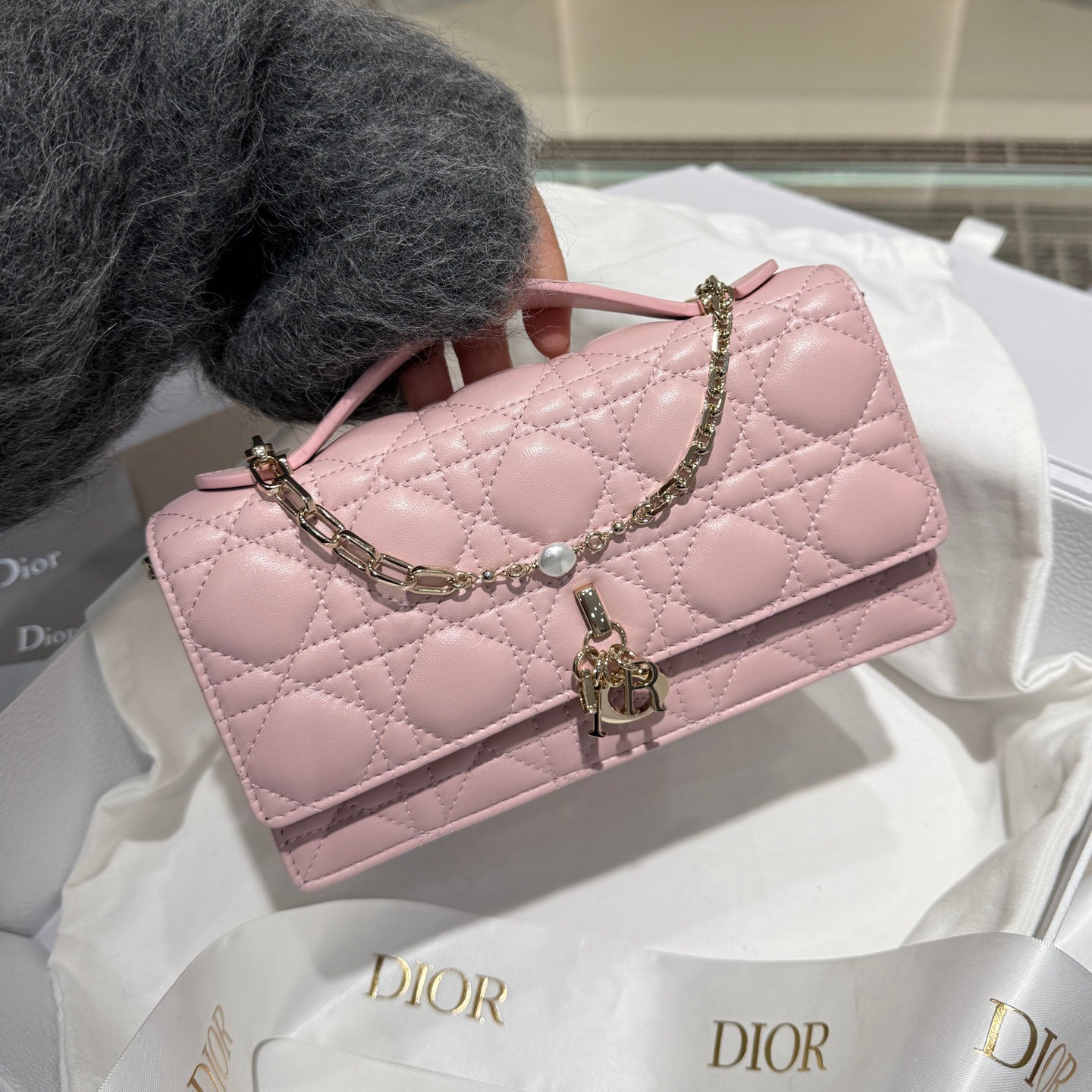 Sakura Pink Pearl Chain Handbag