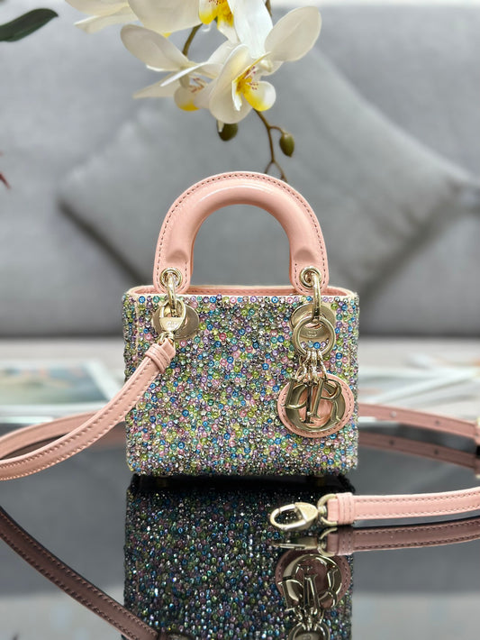 Lady Dior Ultra - Mini Embroidered Handbag with Colorful Beads and Diamonds