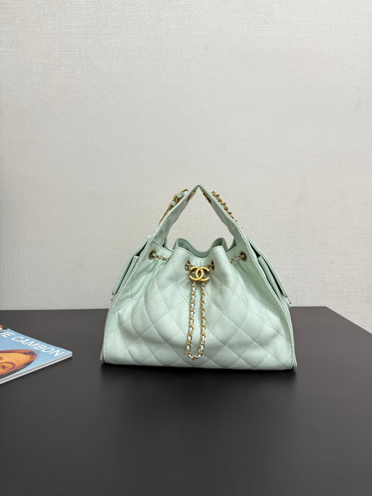 Adjustable Chain Light Green Bucket Bag