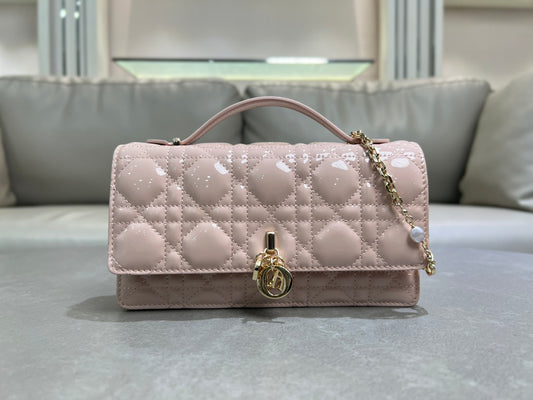 Patent Leather Rouge Pink Lady Dior Pearl Clutch Bag