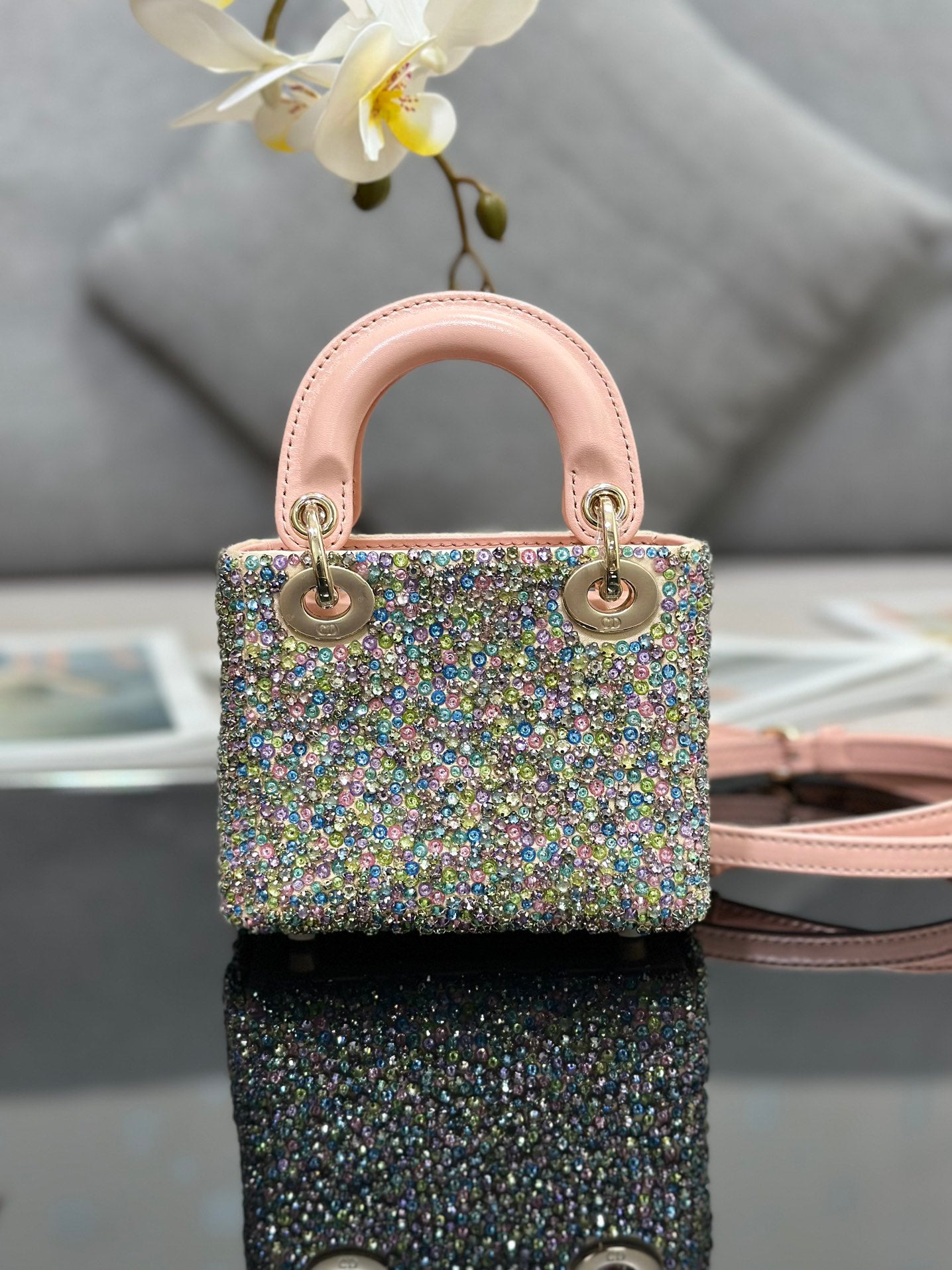 Lady Dior Ultra - Mini Embroidered Handbag with Colorful Beads and Diamonds