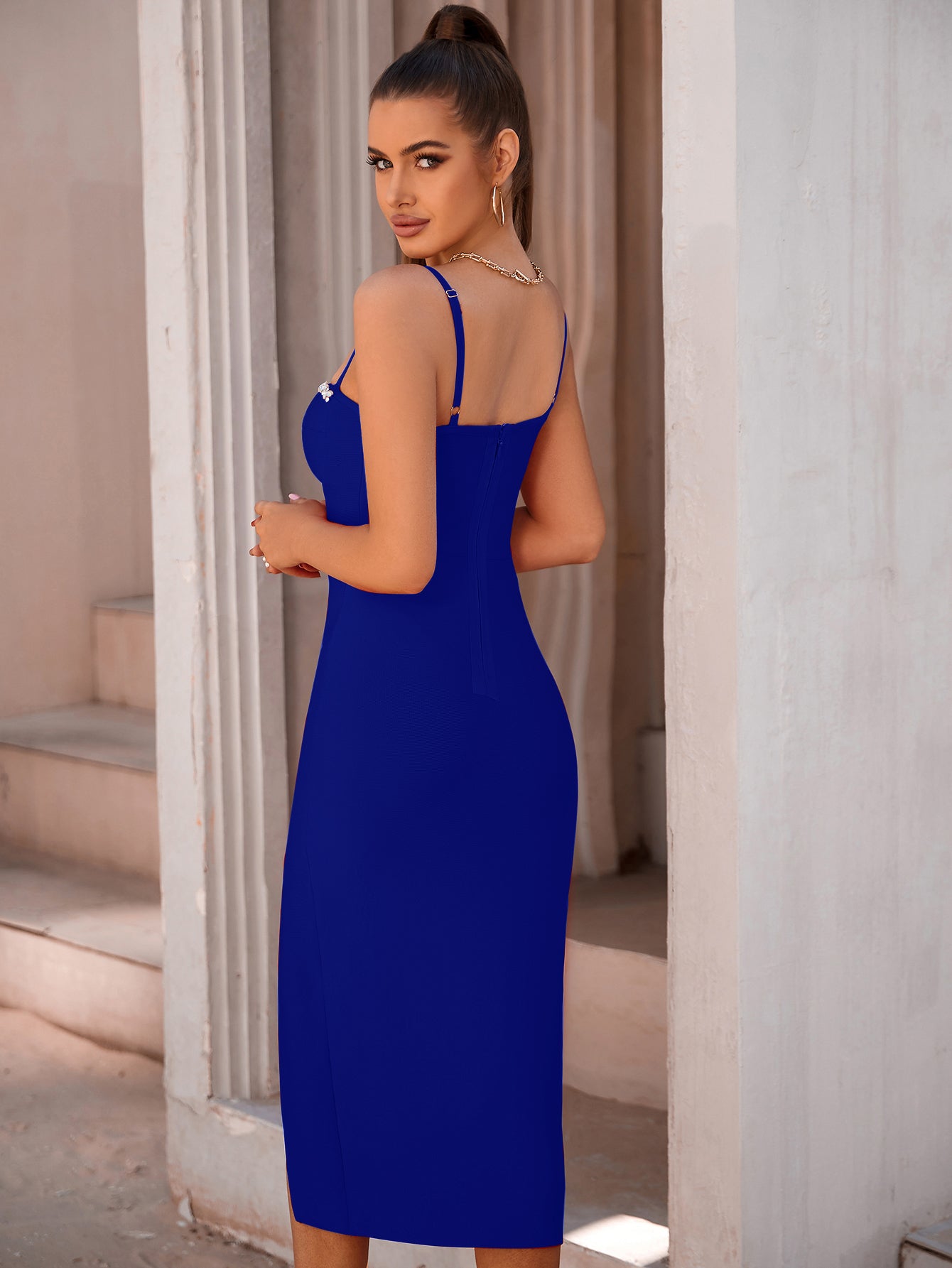 Spaghetti - Strap Diamond Bandage Dress