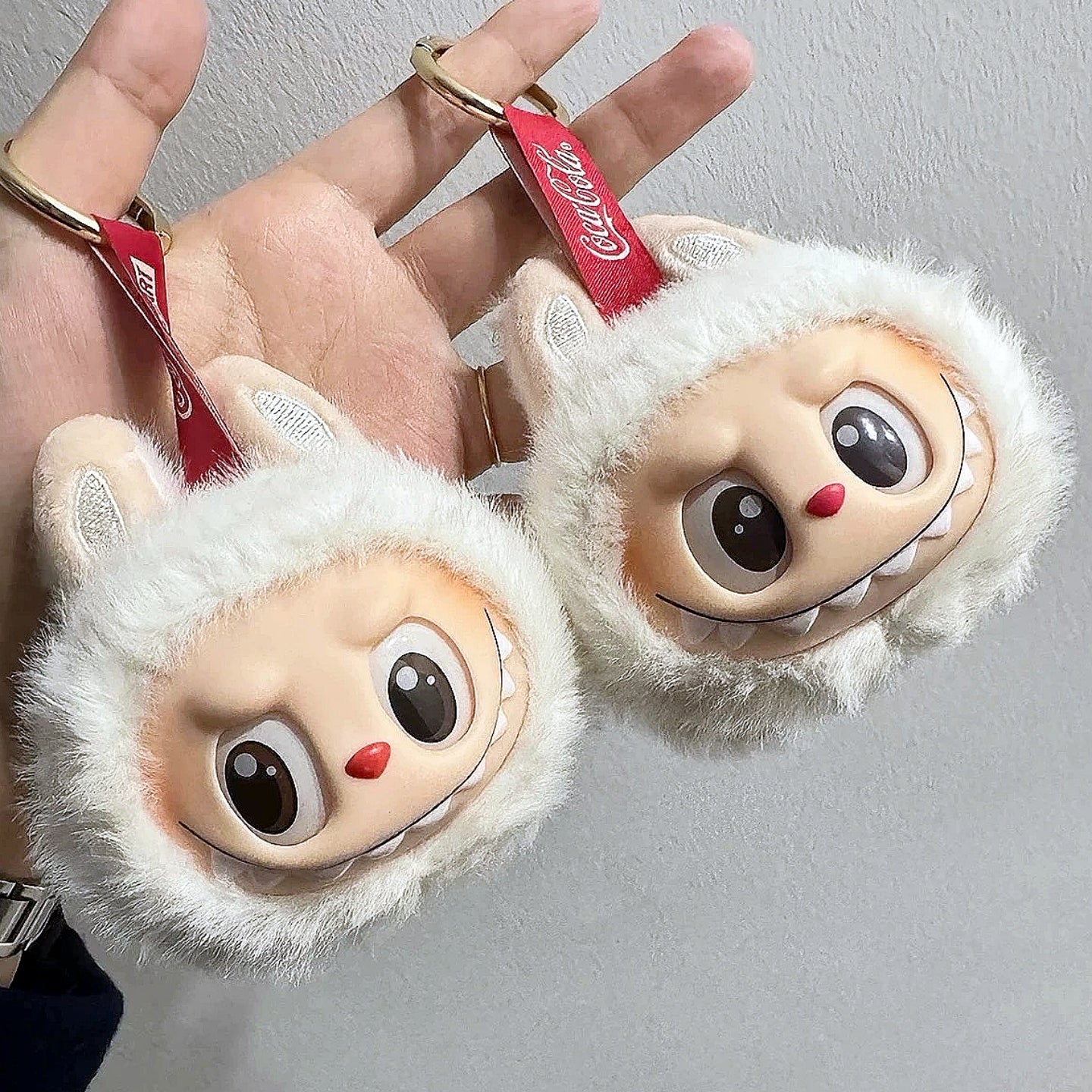 Cute Fluffy LABUBU Head Keychains - Adorable Bag Charms