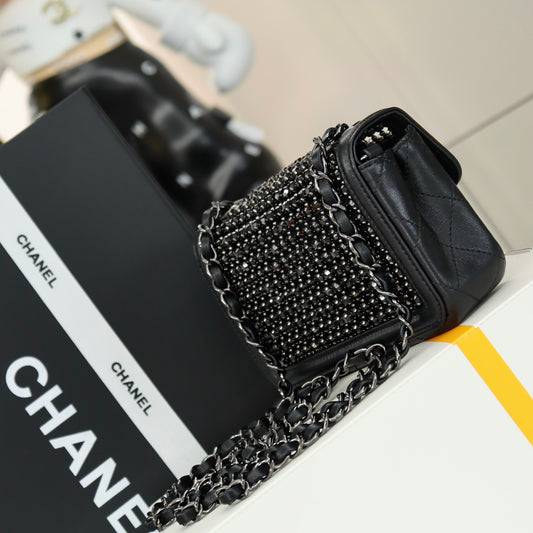 24K Hollowed - out Shiny Crystal Handbag