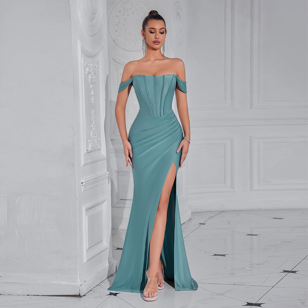 Off - Shoulder Mermaid - Style Maxi Dress