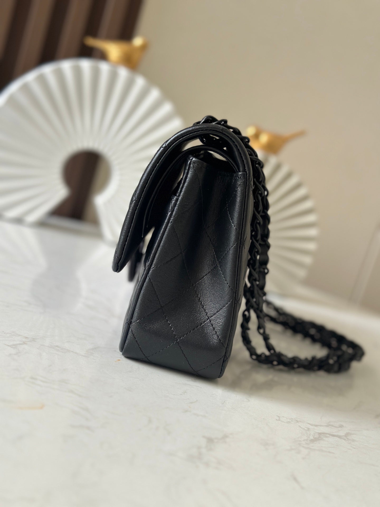 Tricolor Black Calfskin CF Flap Bag