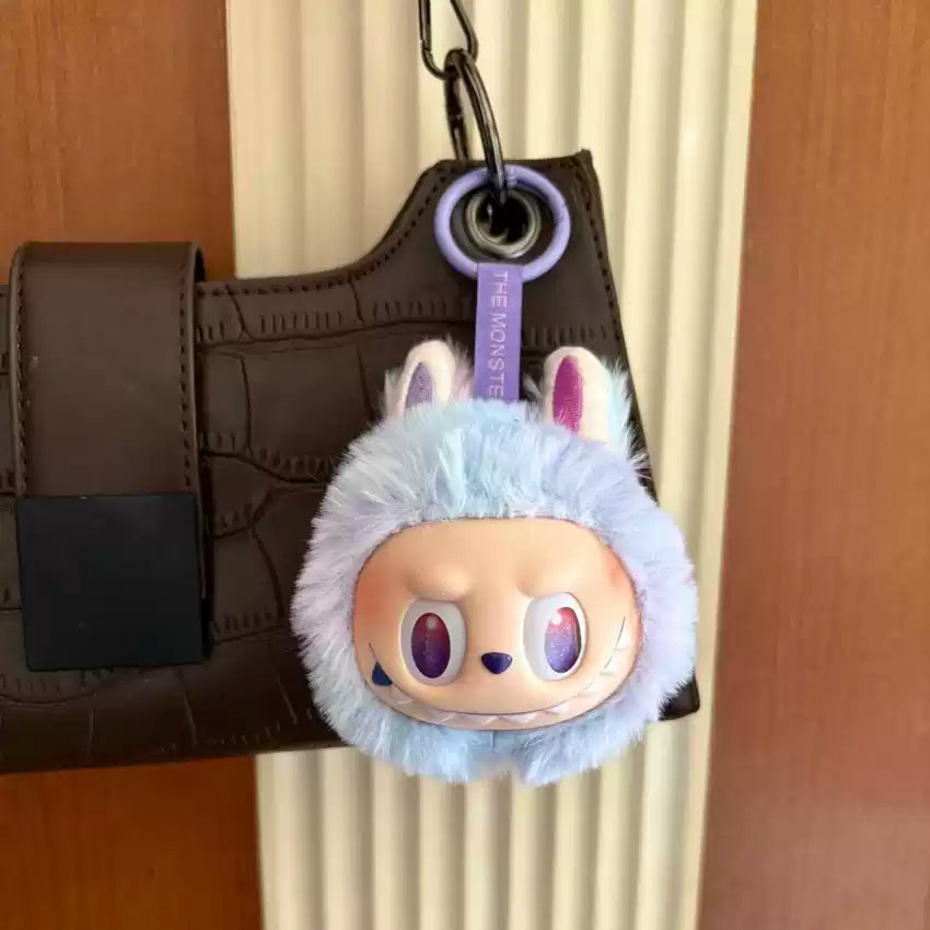 Cute Fluffy LABUBU Head Keychains - Adorable Bag Charms