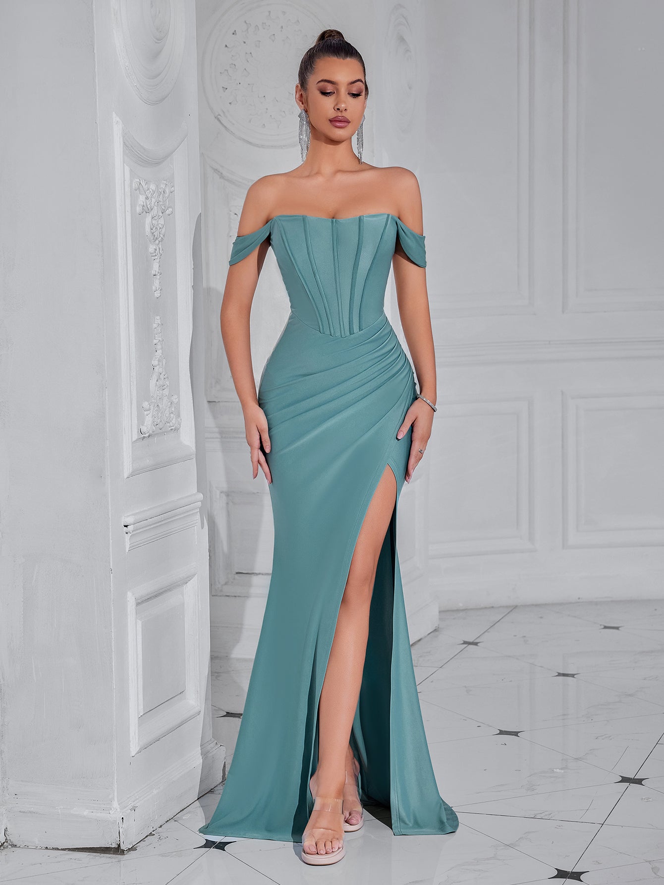 Off - Shoulder Mermaid - Style Maxi Dress