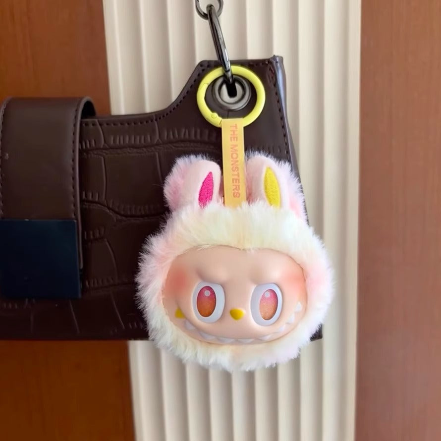 Cute Fluffy LABUBU Head Keychains - Adorable Bag Charms
