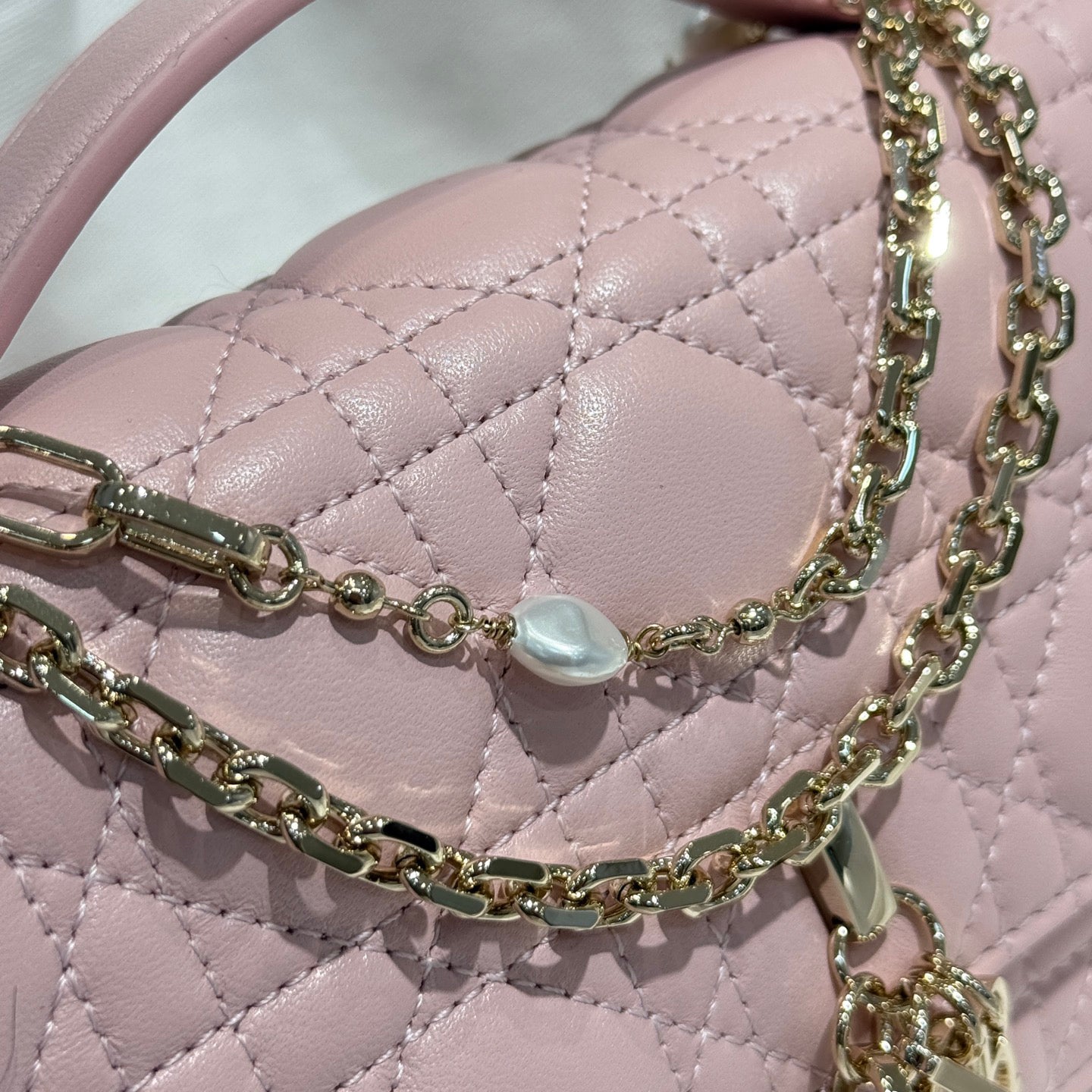 Sakura Pink Pearl Chain Handbag