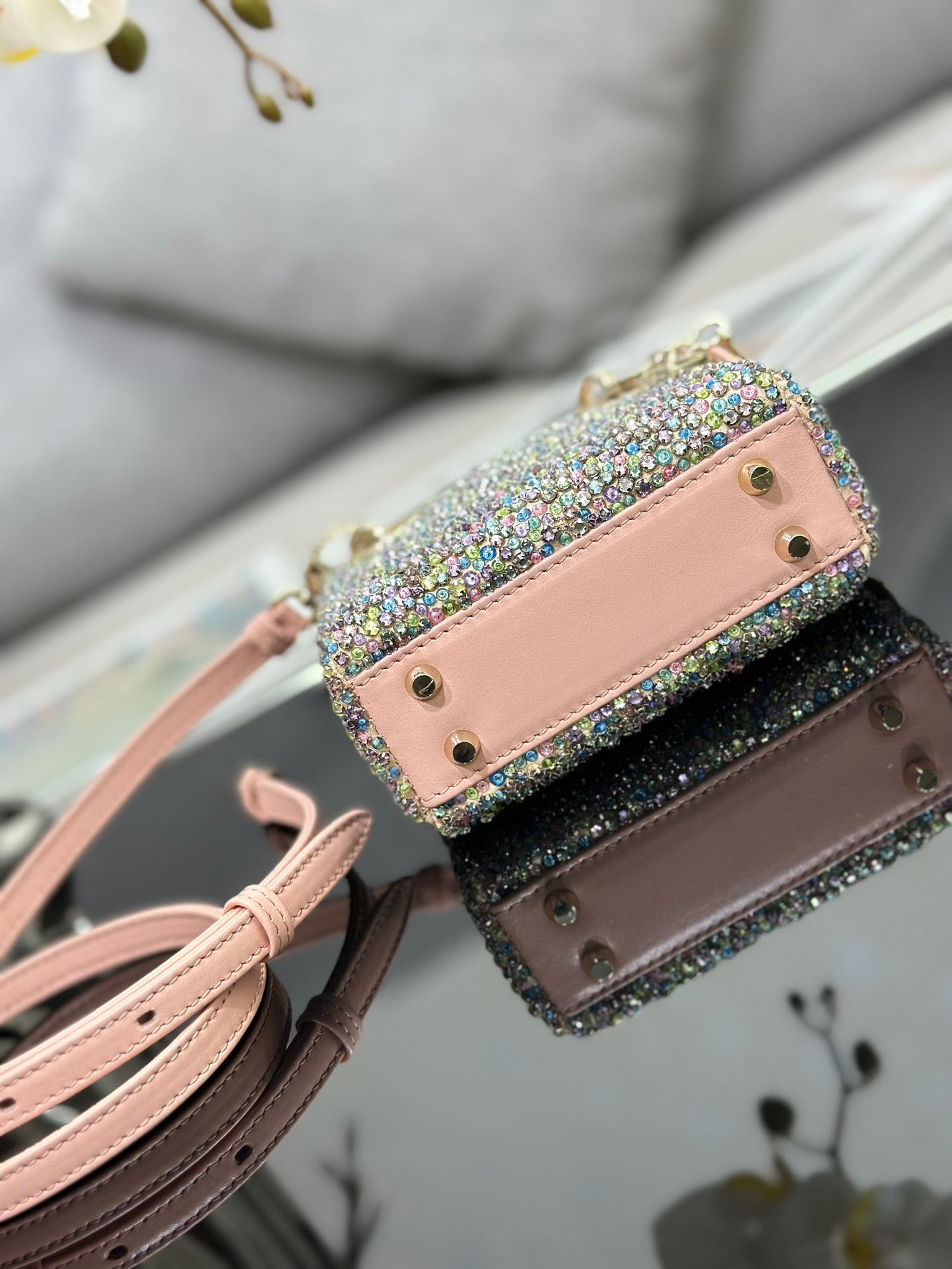 Lady Dior Ultra - Mini Embroidered Handbag with Colorful Beads and Diamonds