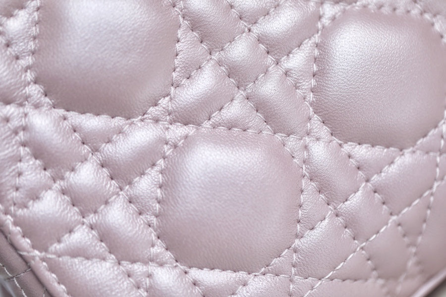 Pearlescent Pink Cannage Pattern Patent Lambskin Handbag