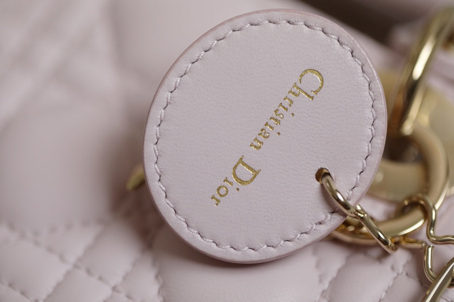 Matte Pink Cannage Pattern Patent Lambskin Handbag