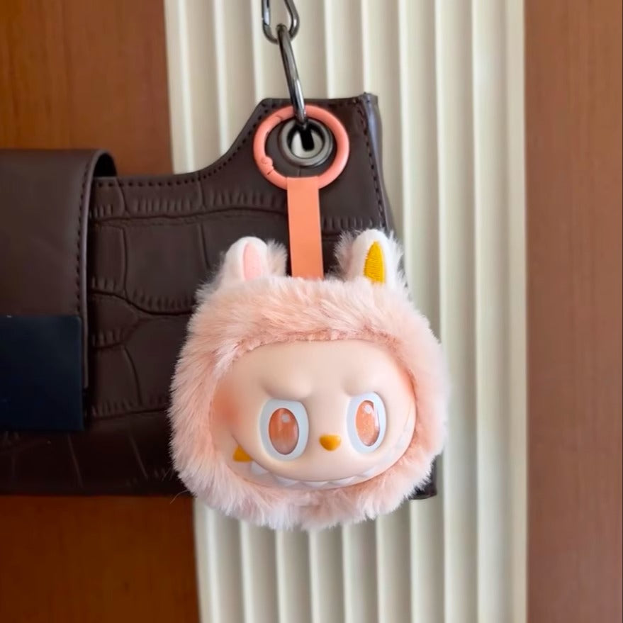 Cute Fluffy LABUBU Head Keychains - Adorable Bag Charms