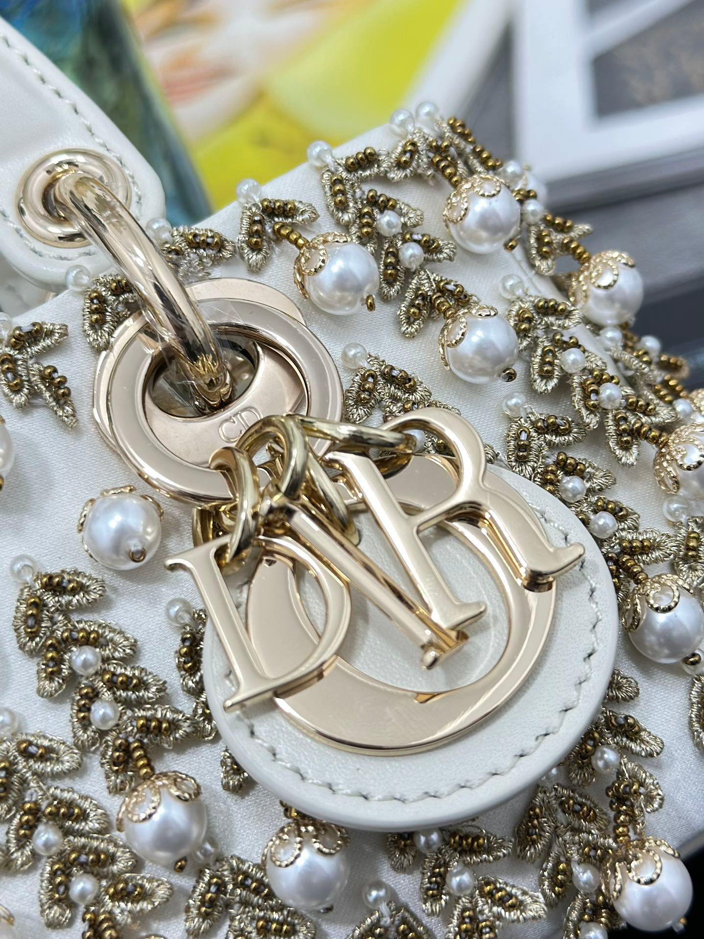 Mini Embroidered Wheat  Pearl Handbag