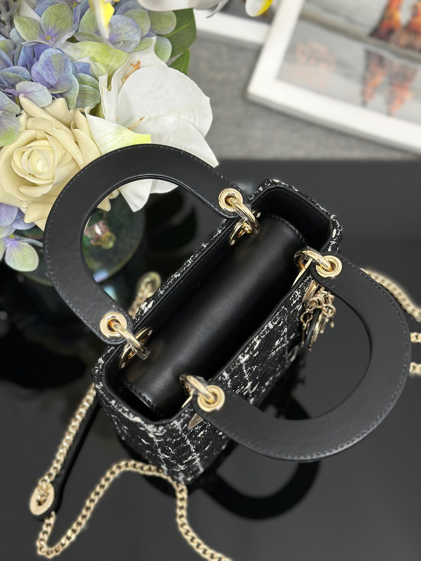 Three  Grid Tweed Handbag