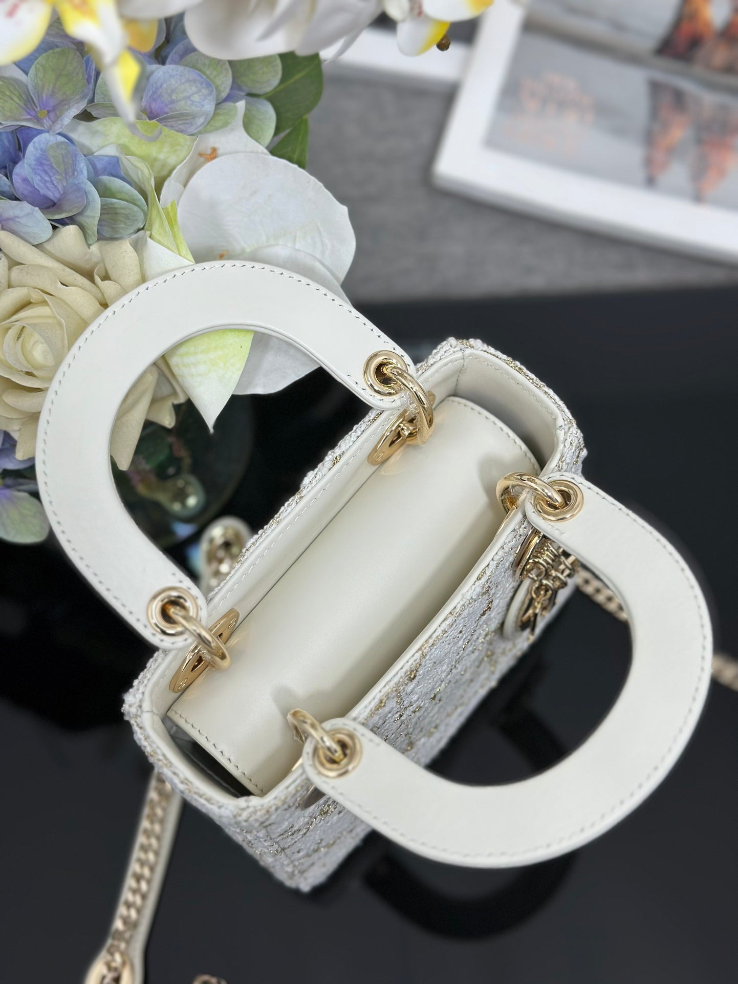 Three  Grid Tweed Handbag