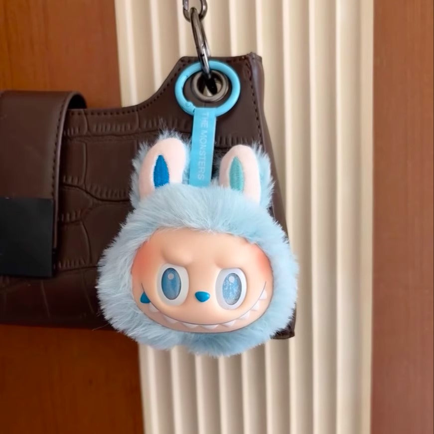 Cute Fluffy LABUBU Head Keychains - Adorable Bag Charms