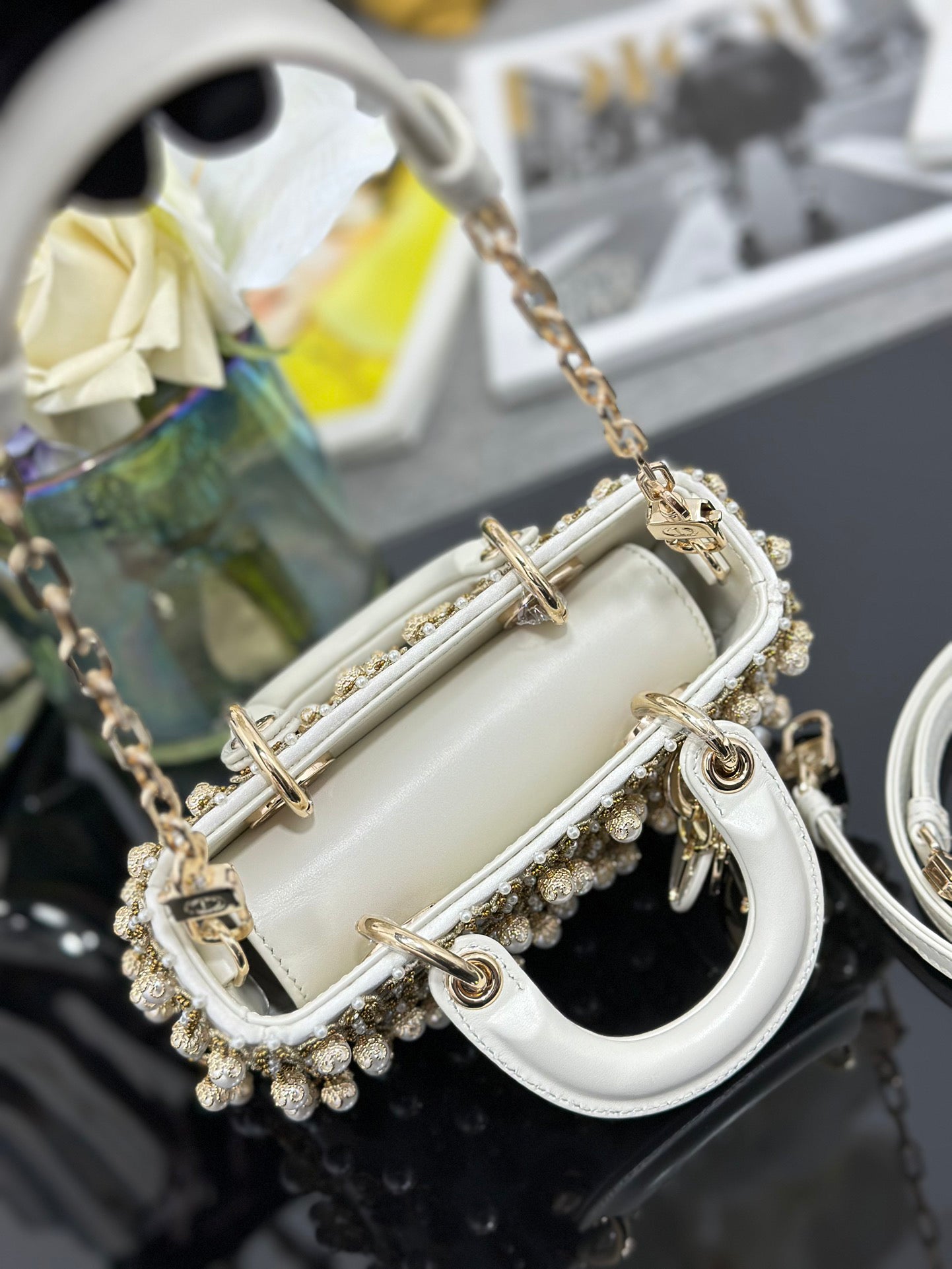 Mini Embroidered Wheat  Pearl Handbag