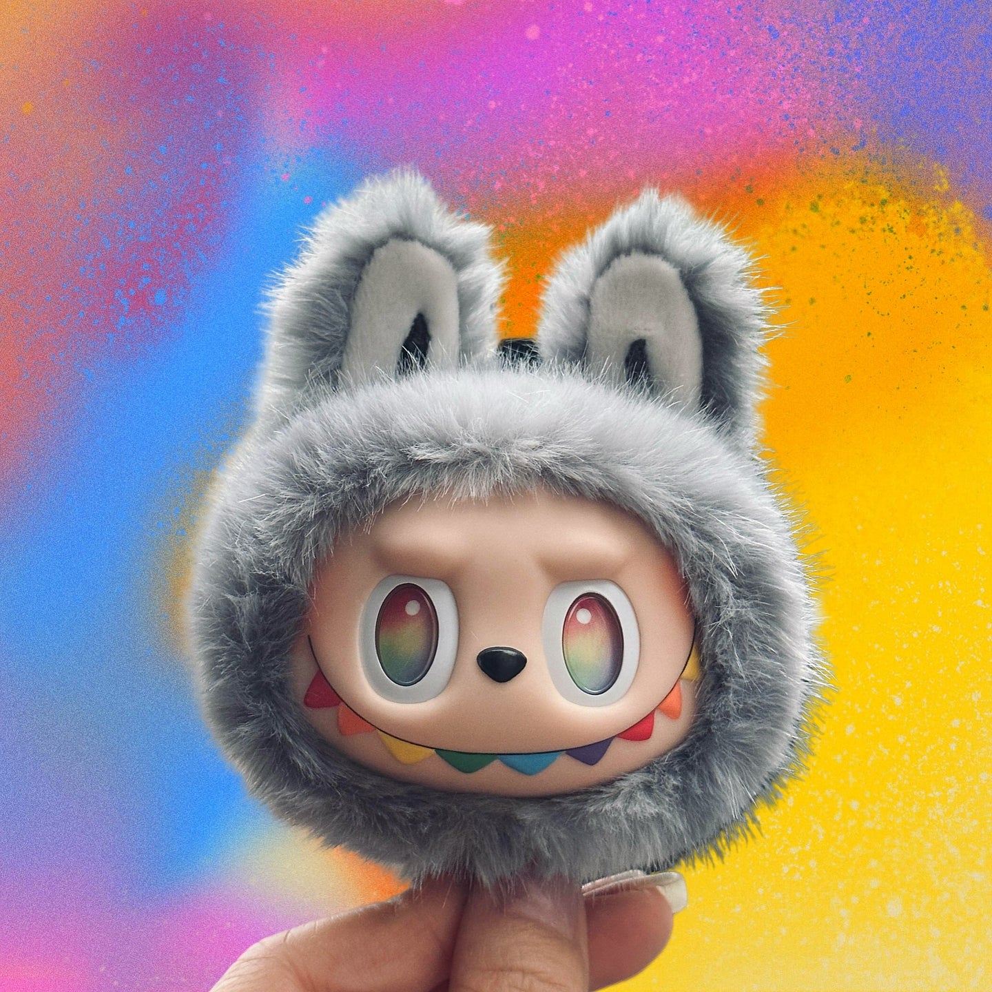 Cute Fluffy LABUBU Head Keychains - Adorable Bag Charms