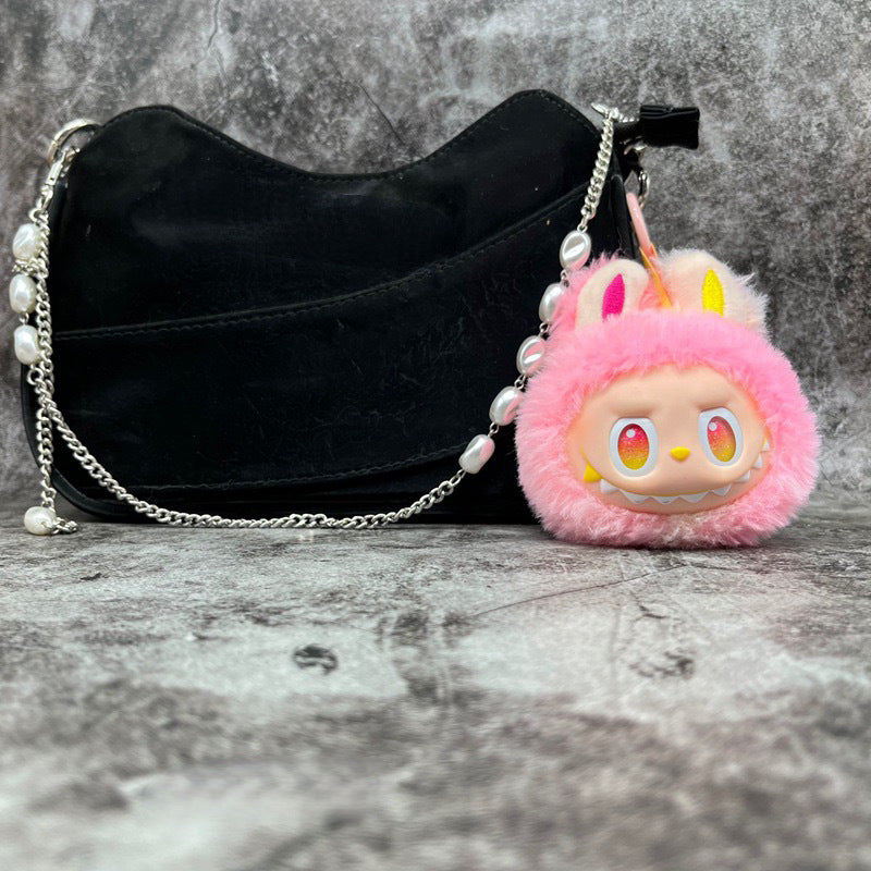 Cute Fluffy LABUBU Head Keychains - Adorable Bag Charms