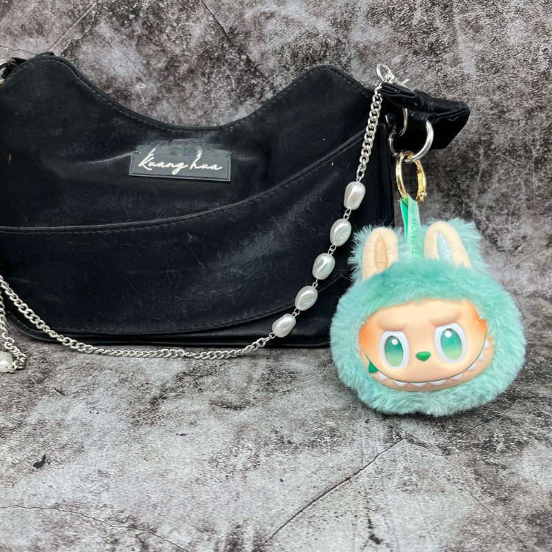 Cute Fluffy LABUBU Head Keychains - Adorable Bag Charms
