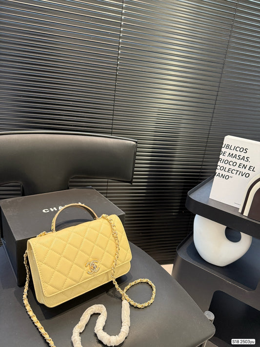 Gorgeous Quilted Yellow Flap Bag