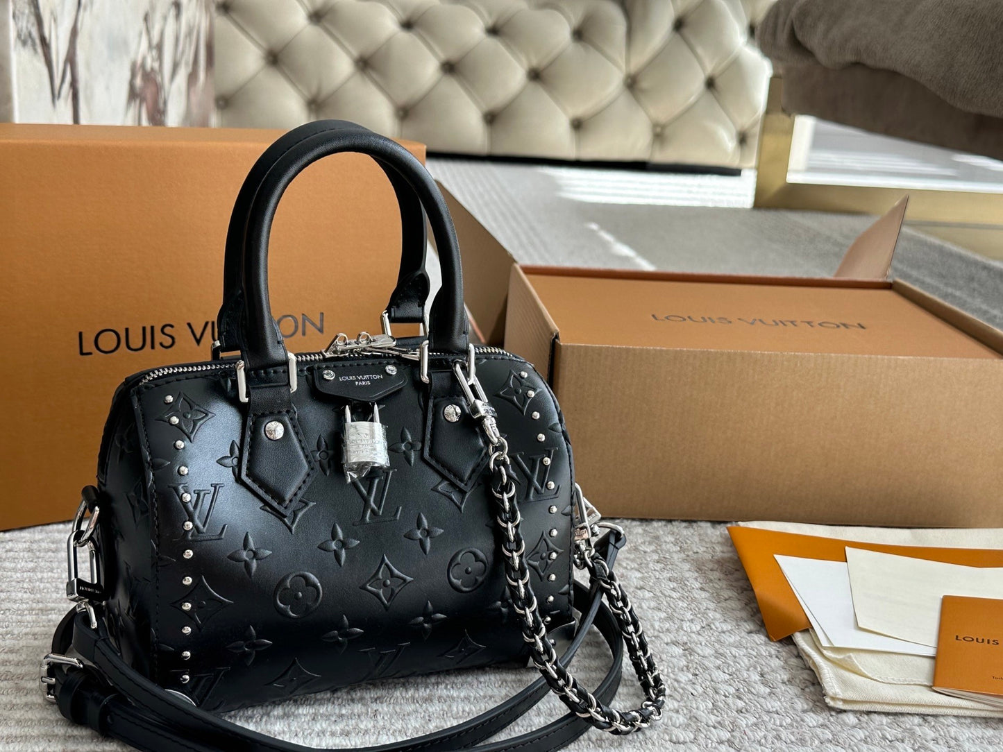 Edgy Studded Black Mini Speedy Bag