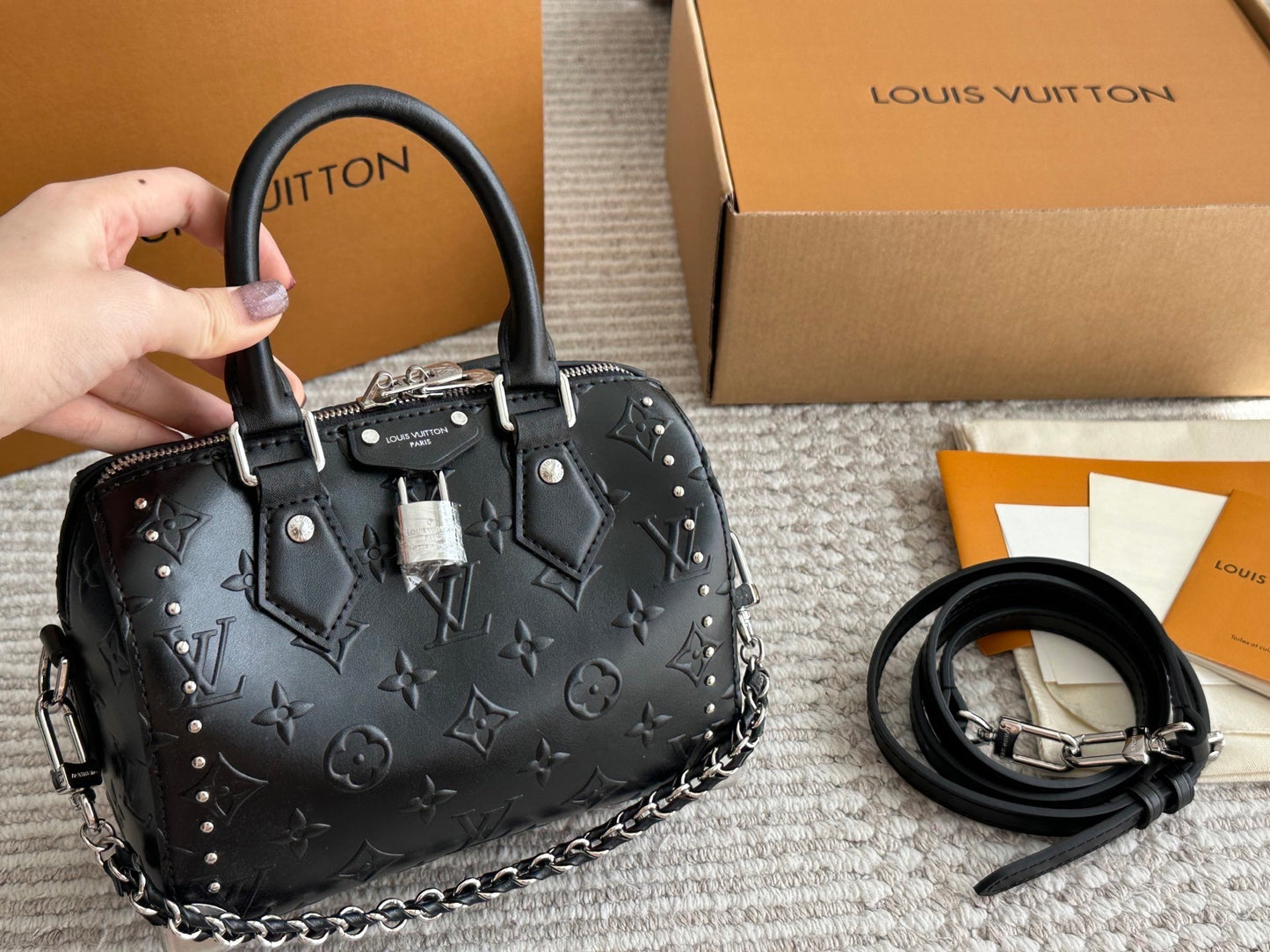 Edgy Studded Black Mini Speedy Bag