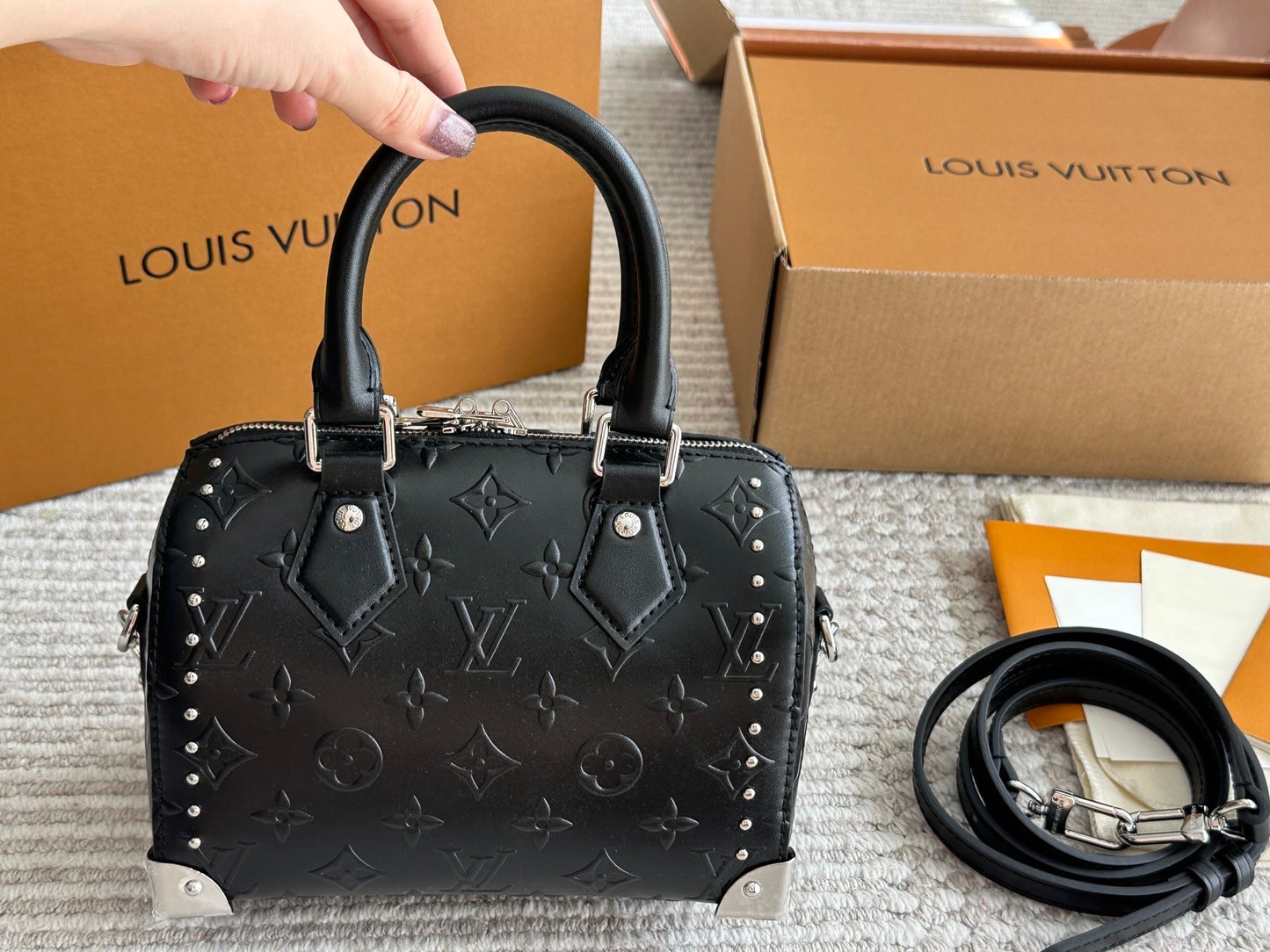 Edgy Studded Black Mini Speedy Bag