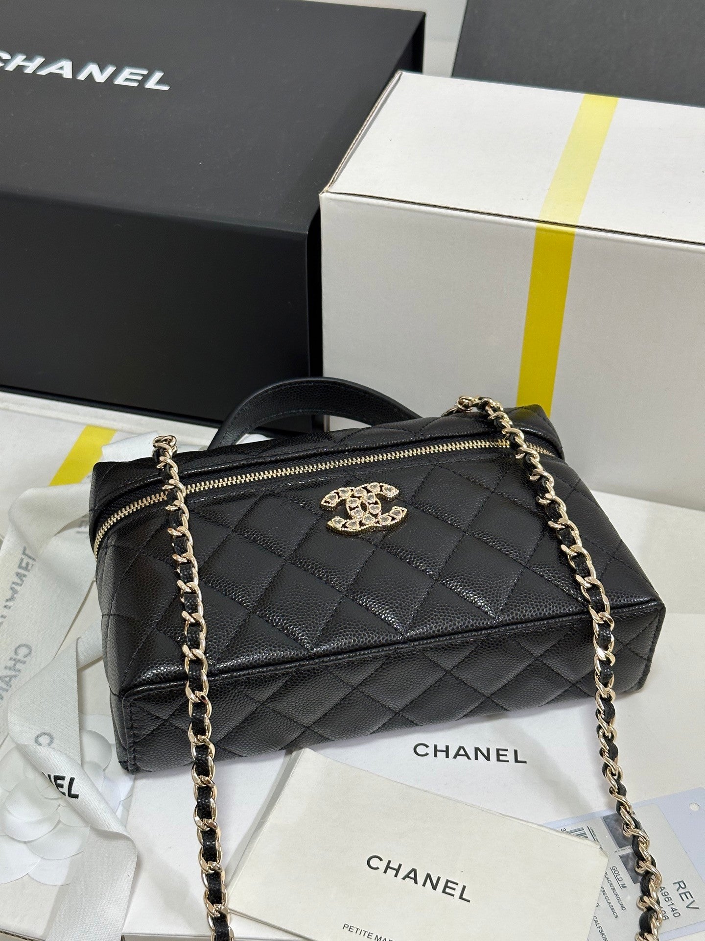 Caviar Calfskin Heart - shaped Rhinestone - embellished Zipped Flap Bag