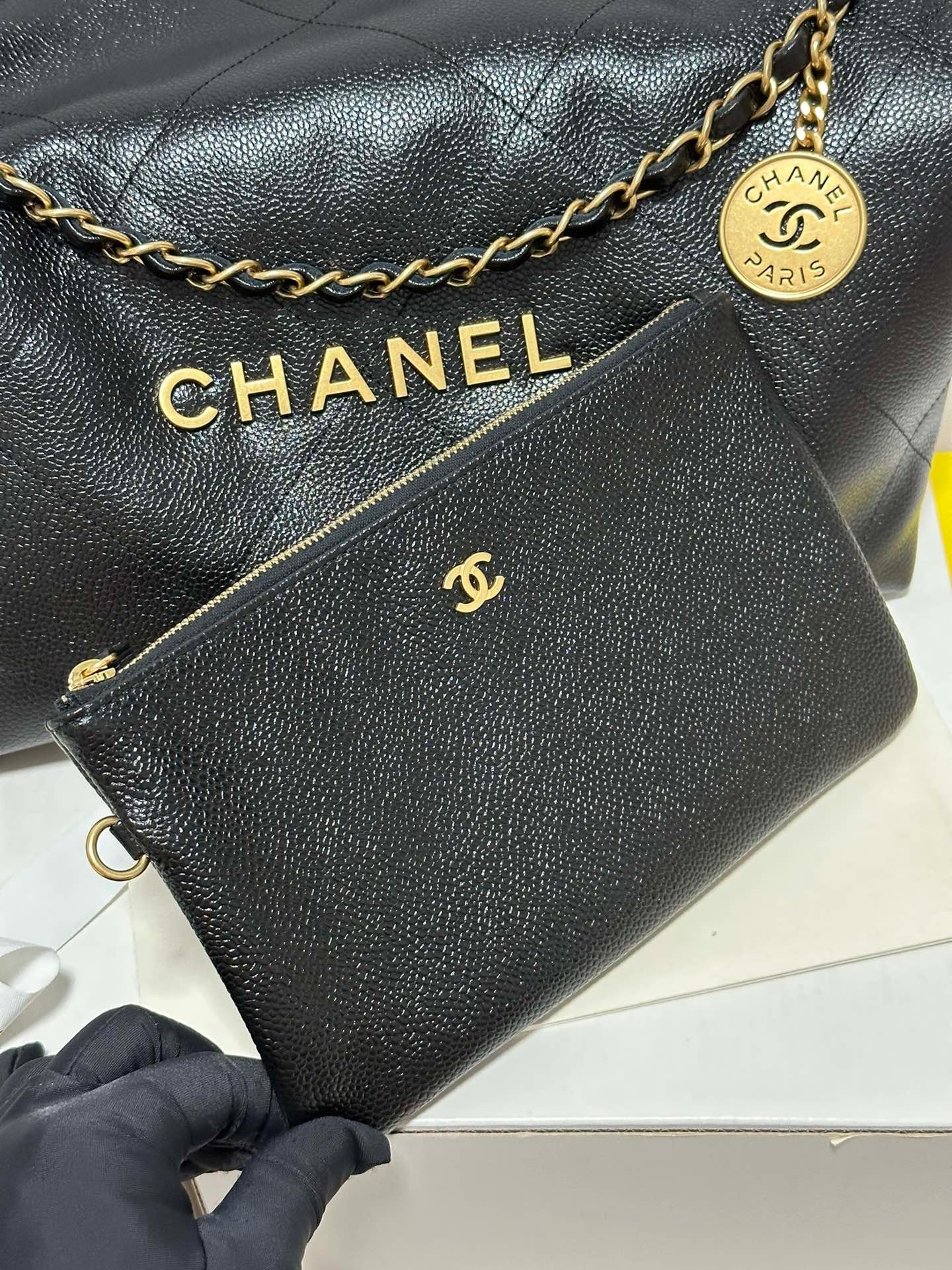 Classic Caviar Quilted Tote Bag