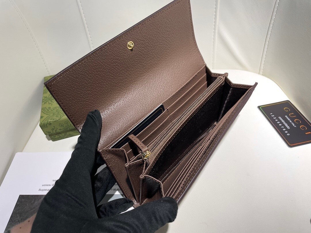 Wallet with Iconic Double G Pattern, Embellished by Red - Green Web Strap