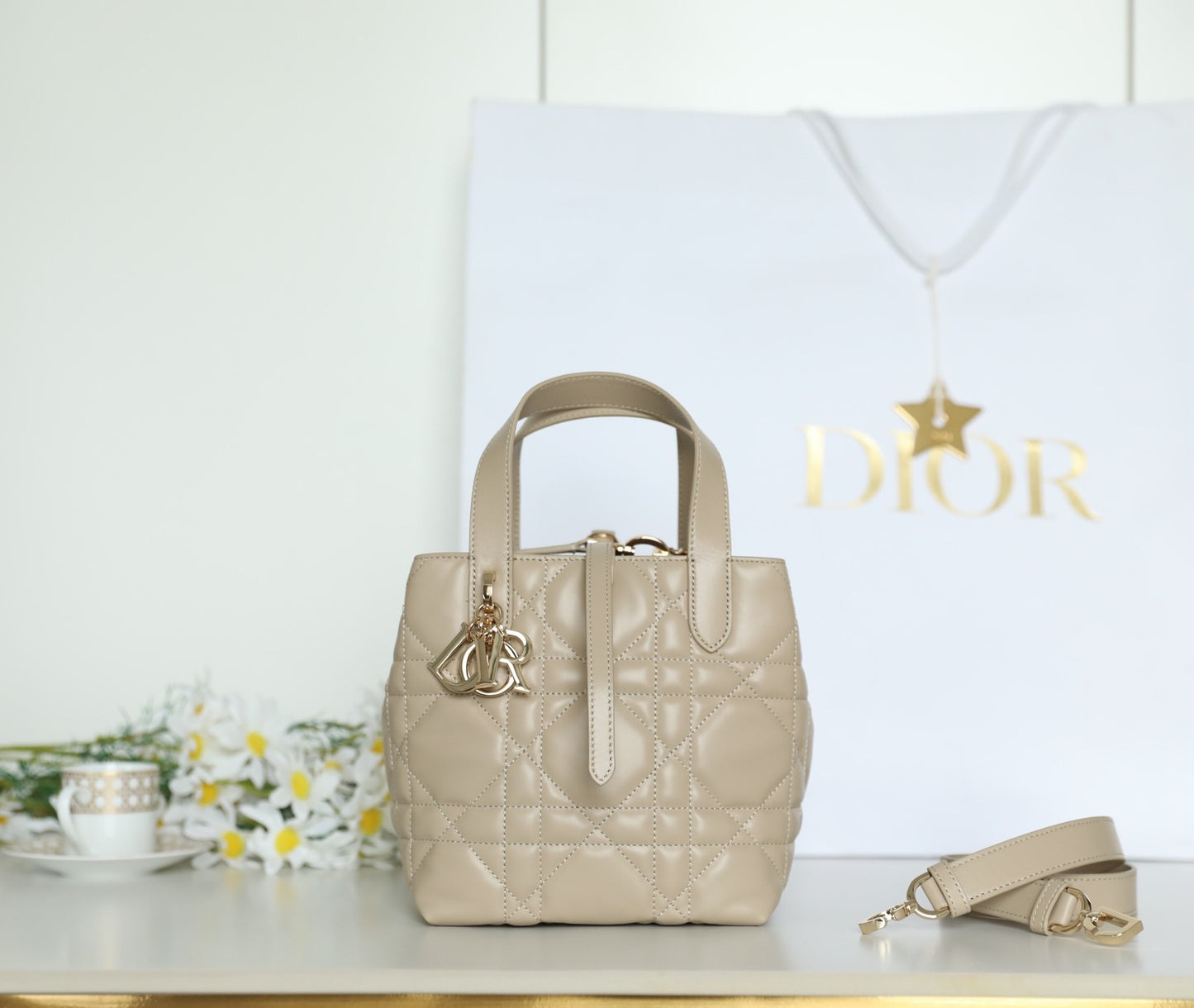 Unveil Luxury with Beige Quilted Handbag